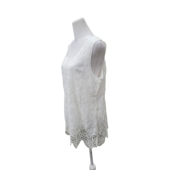 RD & Koko Embroidered Coastal Boho Lightweight Tank Top Size Large White - Picture 4 of 14